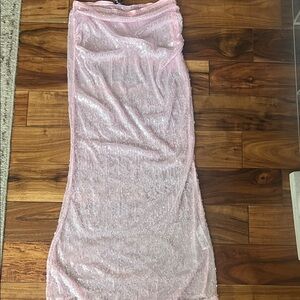 PrettyLittleThing Light Pink Sequin Maxi Skirt